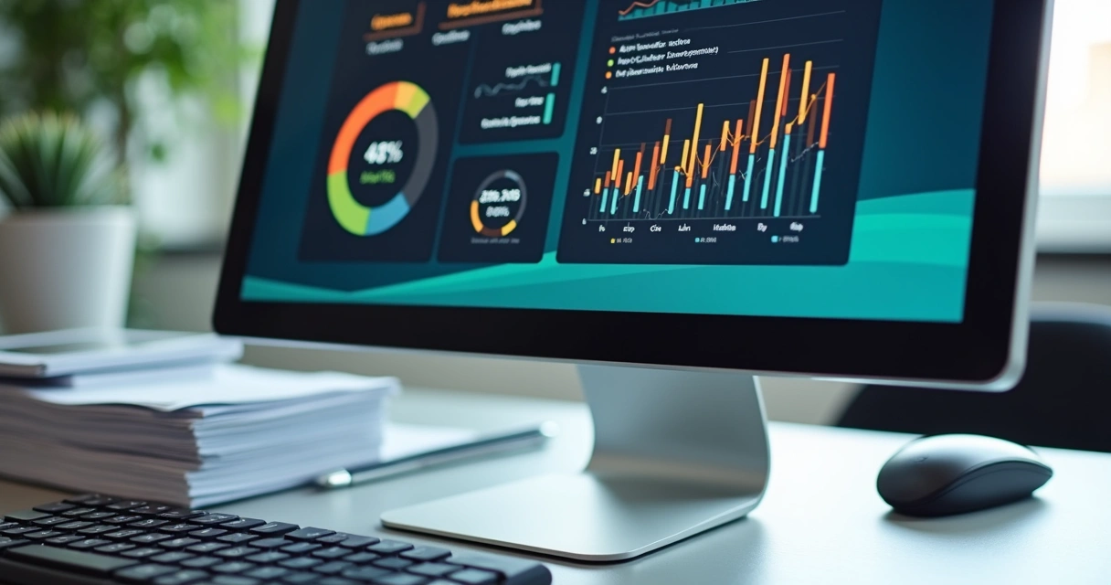 Dashboard de software fiscal exibindo gráficos e notas fiscais 