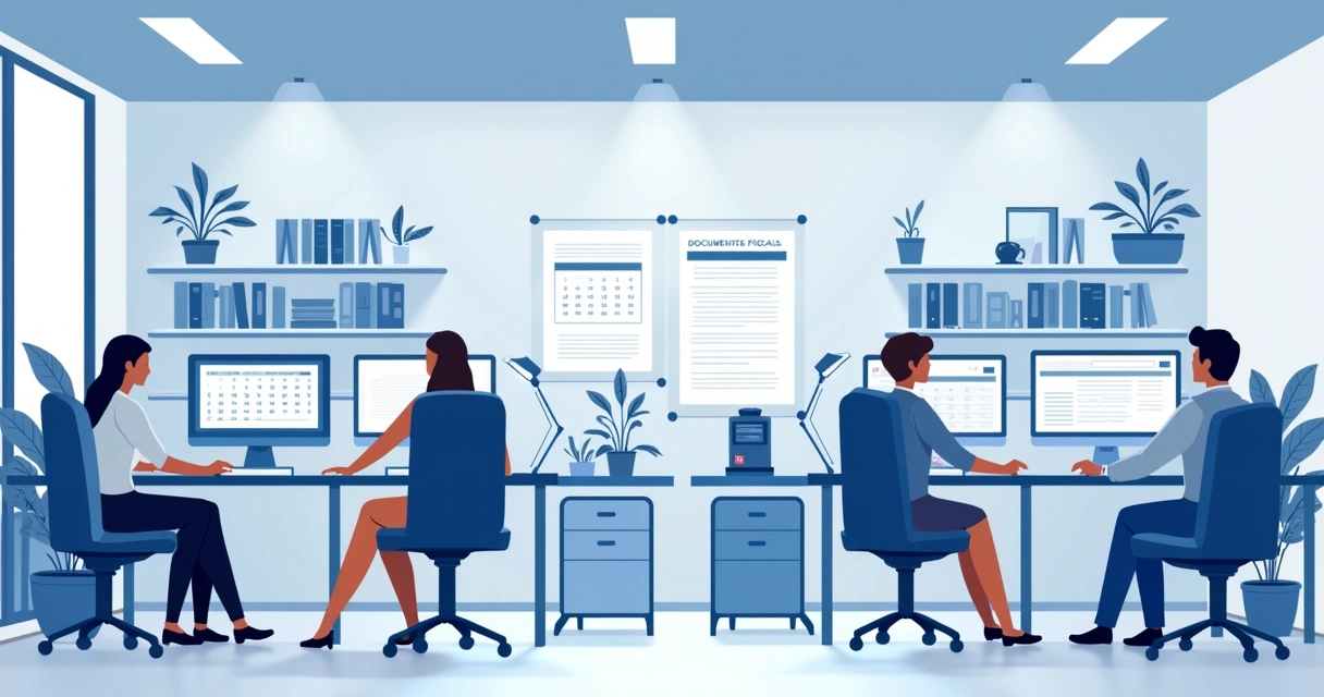 Organização do departamento fiscal em escritório corporativo