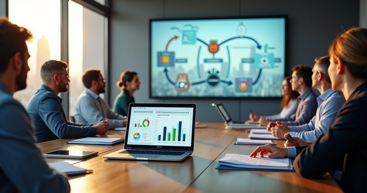 Equipe financeira analisando gráficos fiscais digitais com destaque para reforma tributária 2026 