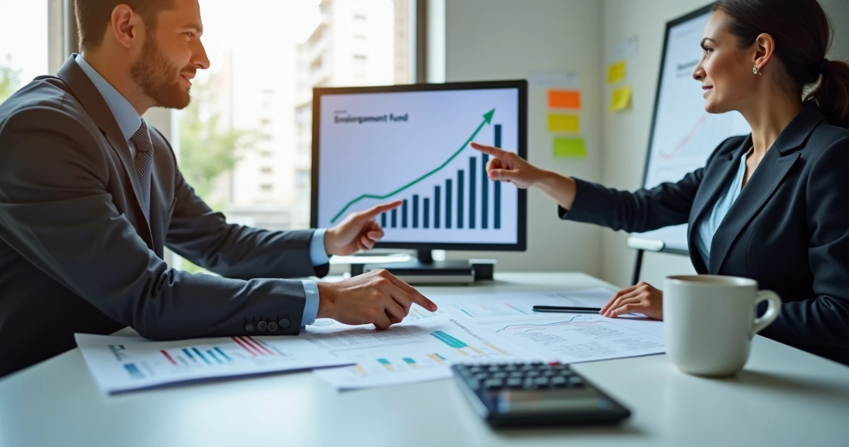 Gráfico de colunas ilustrando crescimento de fundo de reserva empresarial 