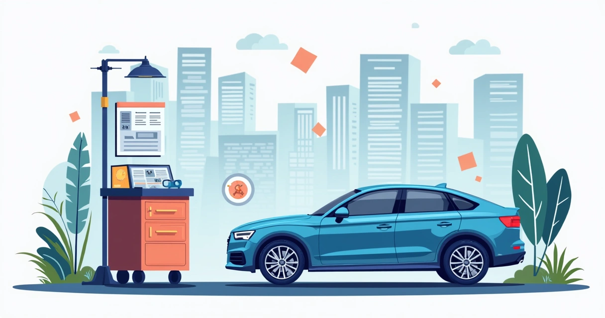 Ilustração corporativa de uma tela de sistema de gestão mostrando controle de garantia de bateria automotiva com alertas e histórico detalhado 