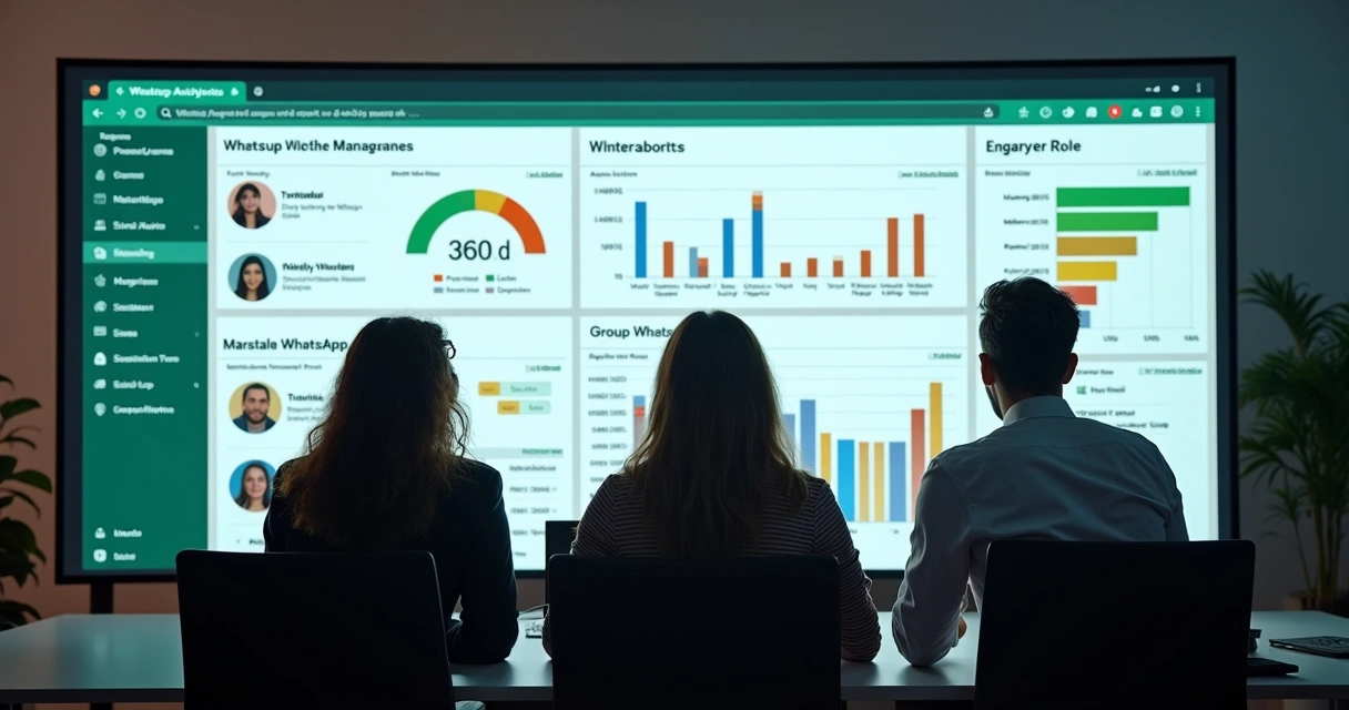 Tela de computador com dashboard de grupos do WhatsApp para empresas 