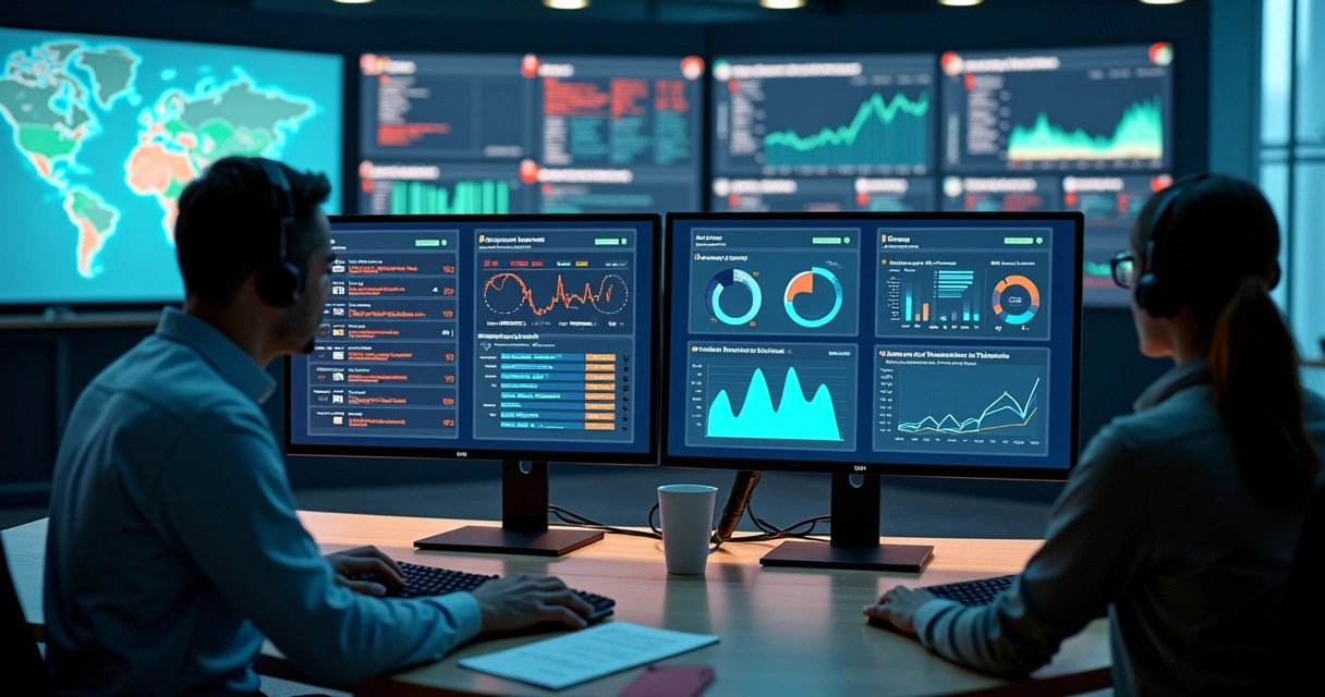 Painel de controle de TI mostrando gestão de incidentes e gestão de problemas lado a lado 