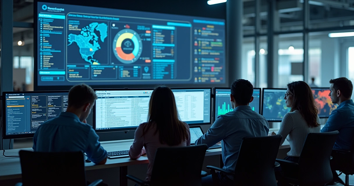 Painel de gestão industrial com treinamentos e alertas 