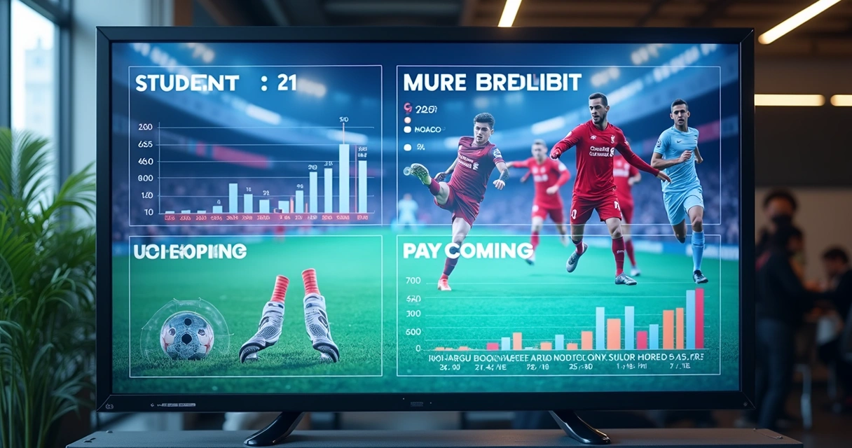 Quadro digital com estatísticas de alunos, pagamentos e eventos esportivos 