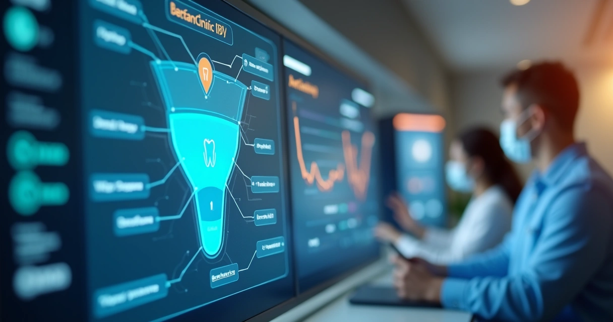 Tela de CRM com funil de leads odontológicos 