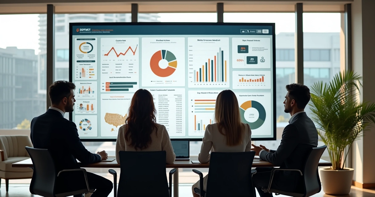 Corretores usando painel digital para organizar leads 