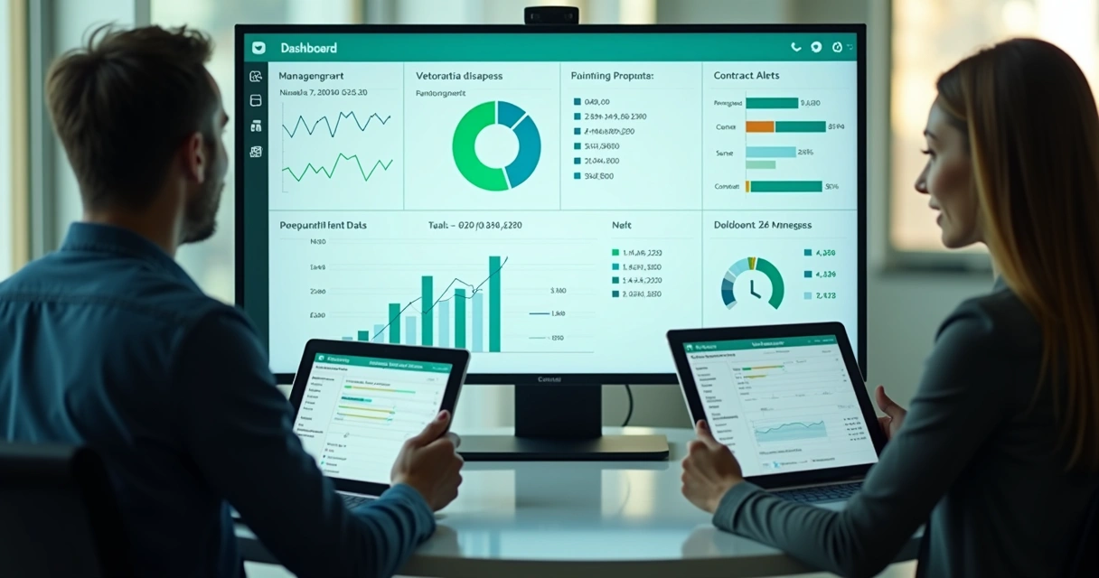 Dashboard digital de sistema de locação exibindo repasse, pagamentos e alertas