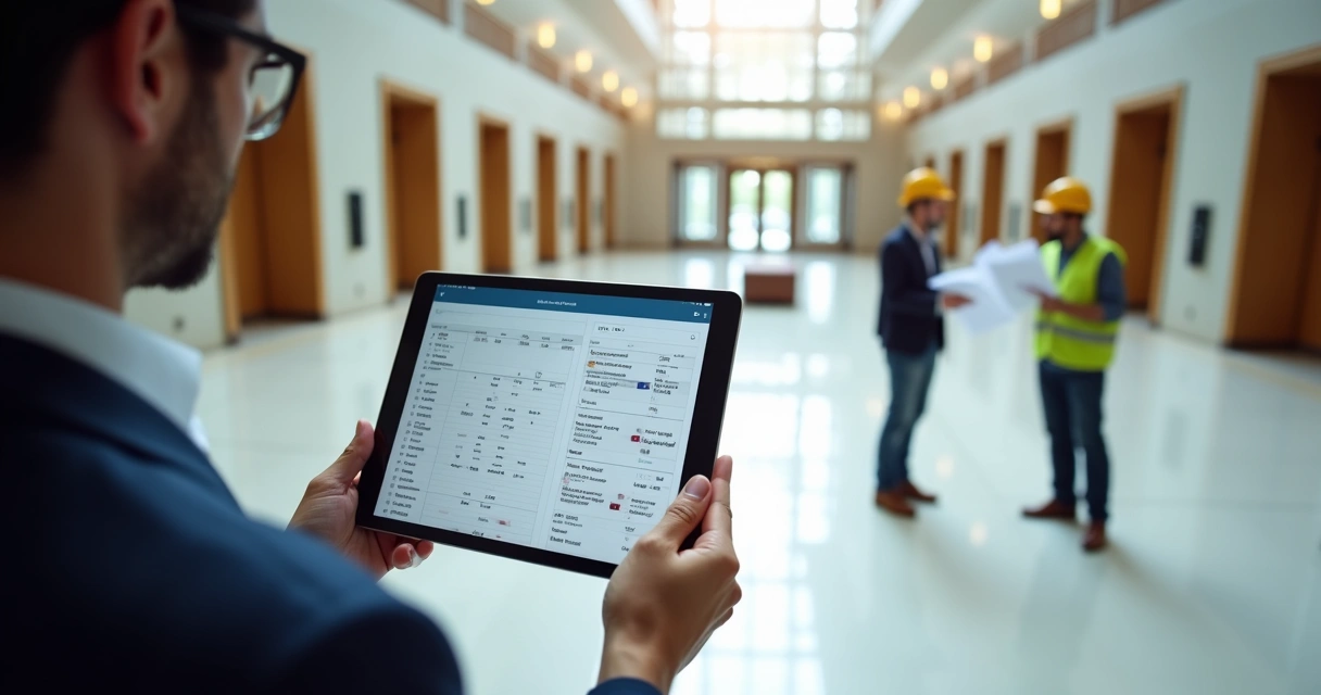 Gestão digital de manutenção predial com tablet 