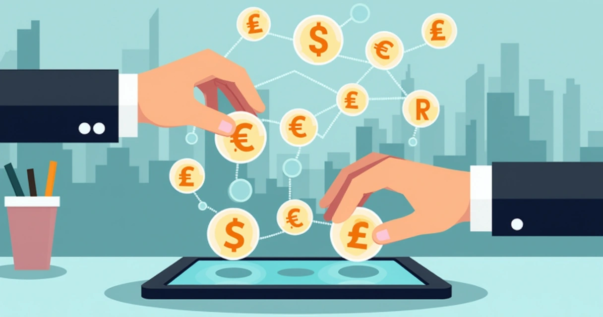 Gestão de diferentes moedas em uma mesa digital 