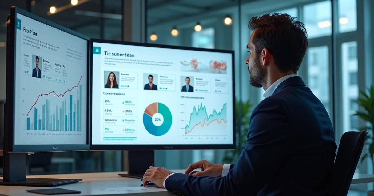 Gestão de equipe de vendas monitorada por IA em tela de computador 