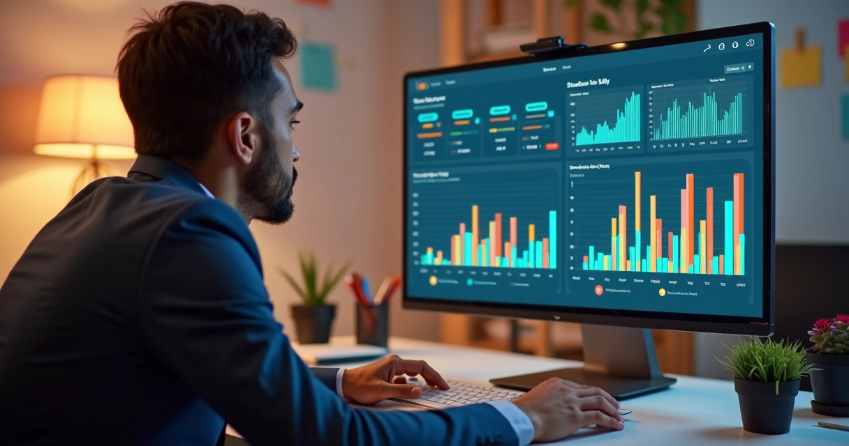 Gestor acompanhando progresso da equipe em sistema EAD com gráficos e nomes de alunos