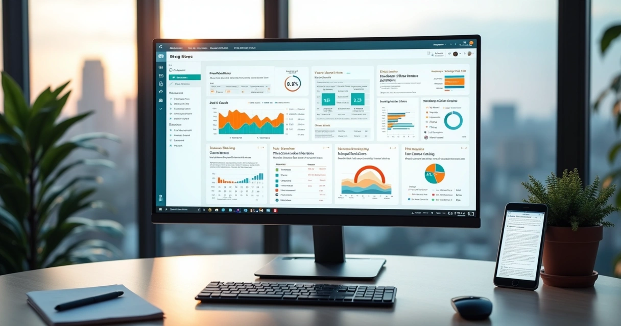 Dashboard com vários blogs sendo gerenciados ao mesmo tempo 