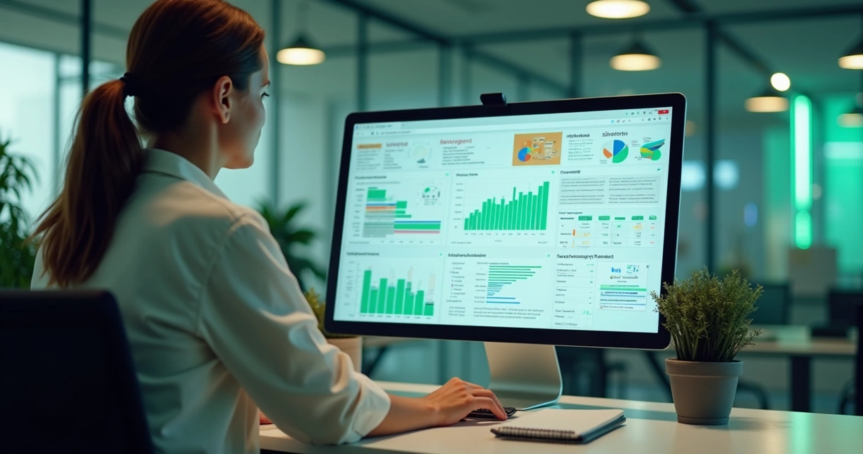 Profissional gerenciando obras em plataforma digital 