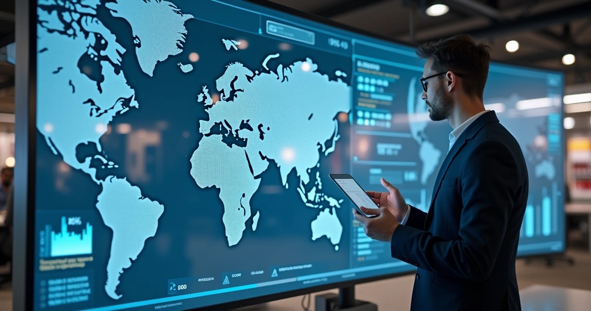 Tela de sistema ERP mostrando controle unificado de estoque em tempo real em várias lojas 