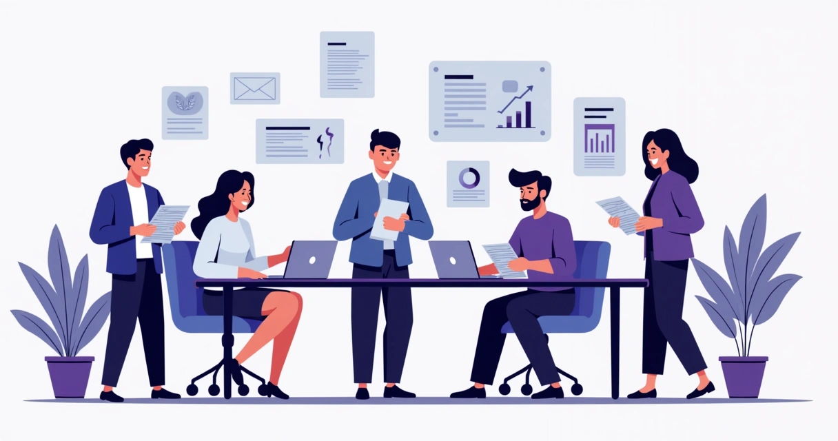 Gestão de parceiros de negócio com múltiplos representantes em volta de uma mesa digital 