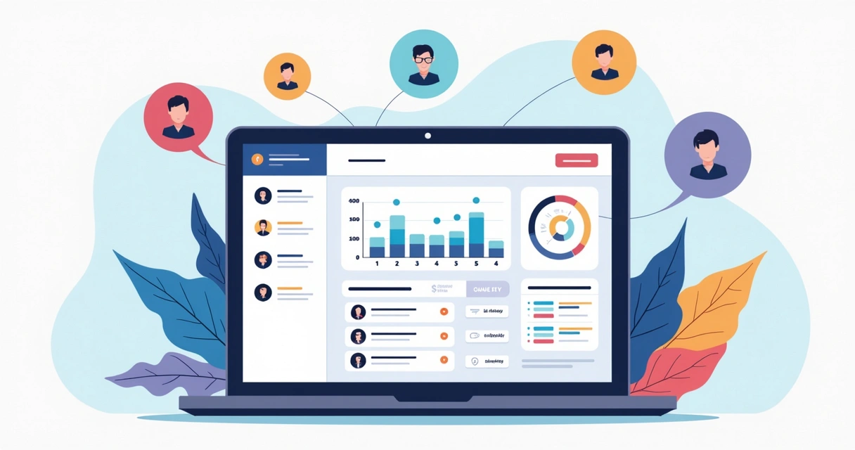 Painel de gestão de pedidos de catálogo digital exibido em tablet com gráficos e lista de pedidos 
