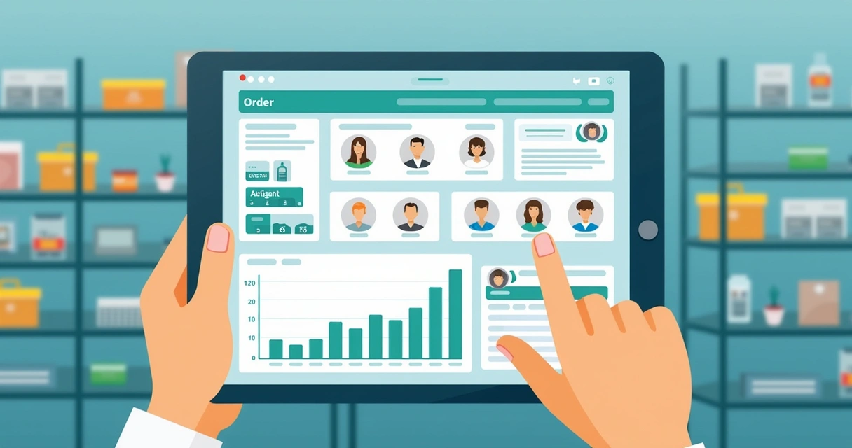 Tela digital de gestão de pedidos e clientes 