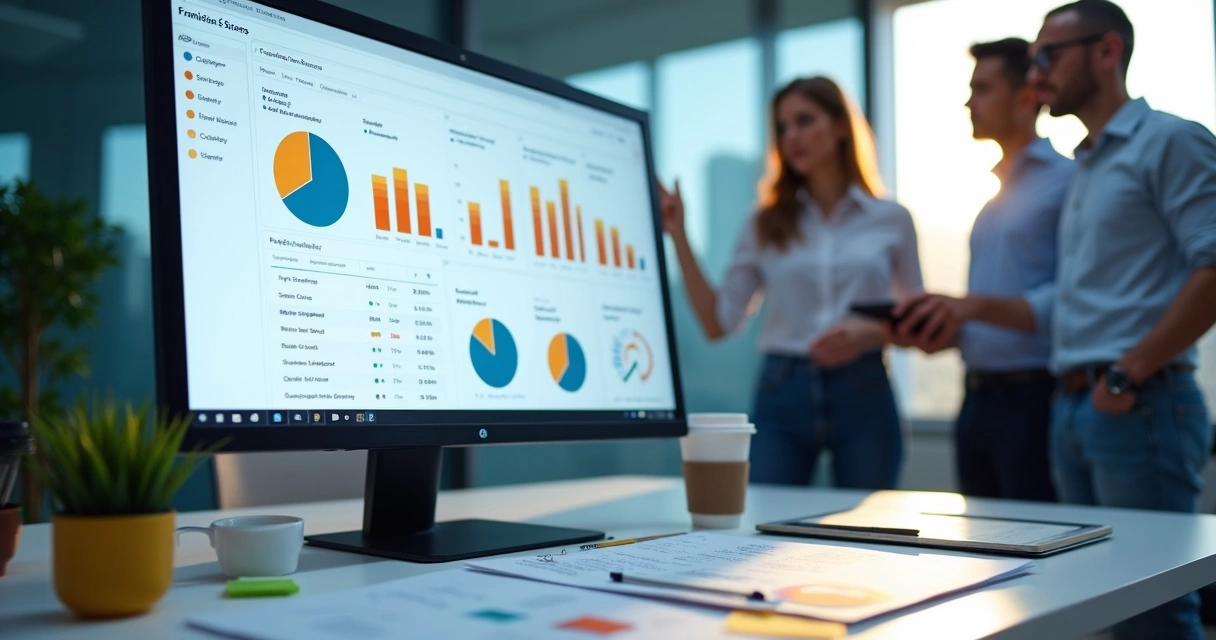Painel digital mostrando consolidação de pedidos de franquias 