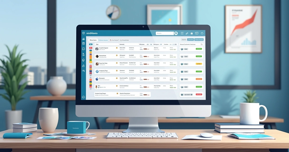 Painel de gestão de pedidos gráficos em tela de computador 
