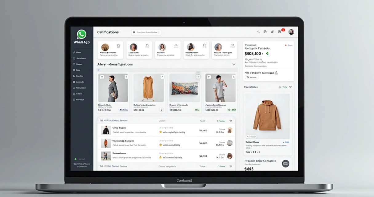 Painel de gestão de catálogo digital com pedidos e clientes integrados na interface 