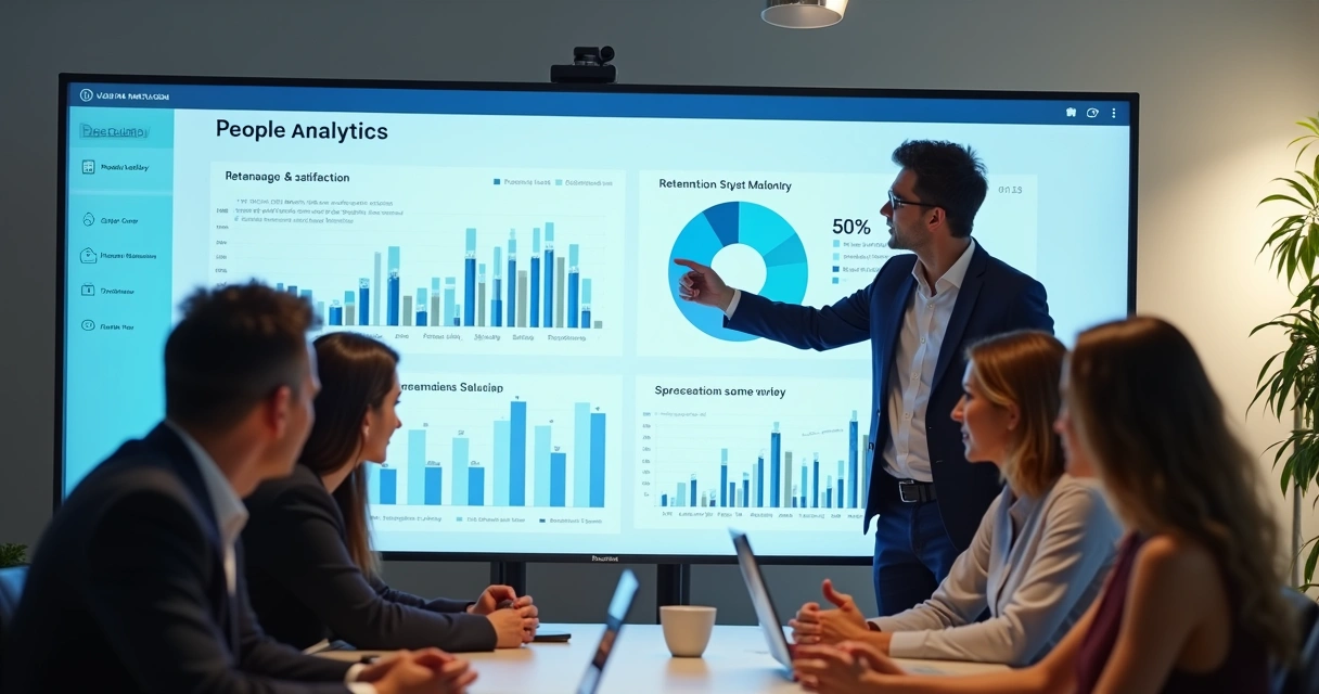 Painel digital com gráficos de dados de pessoas e analytics 