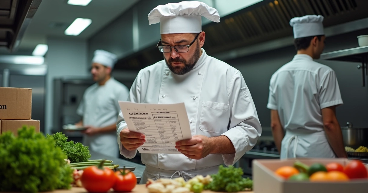 Registro de desperdício de alimentos em restaurante com planilha