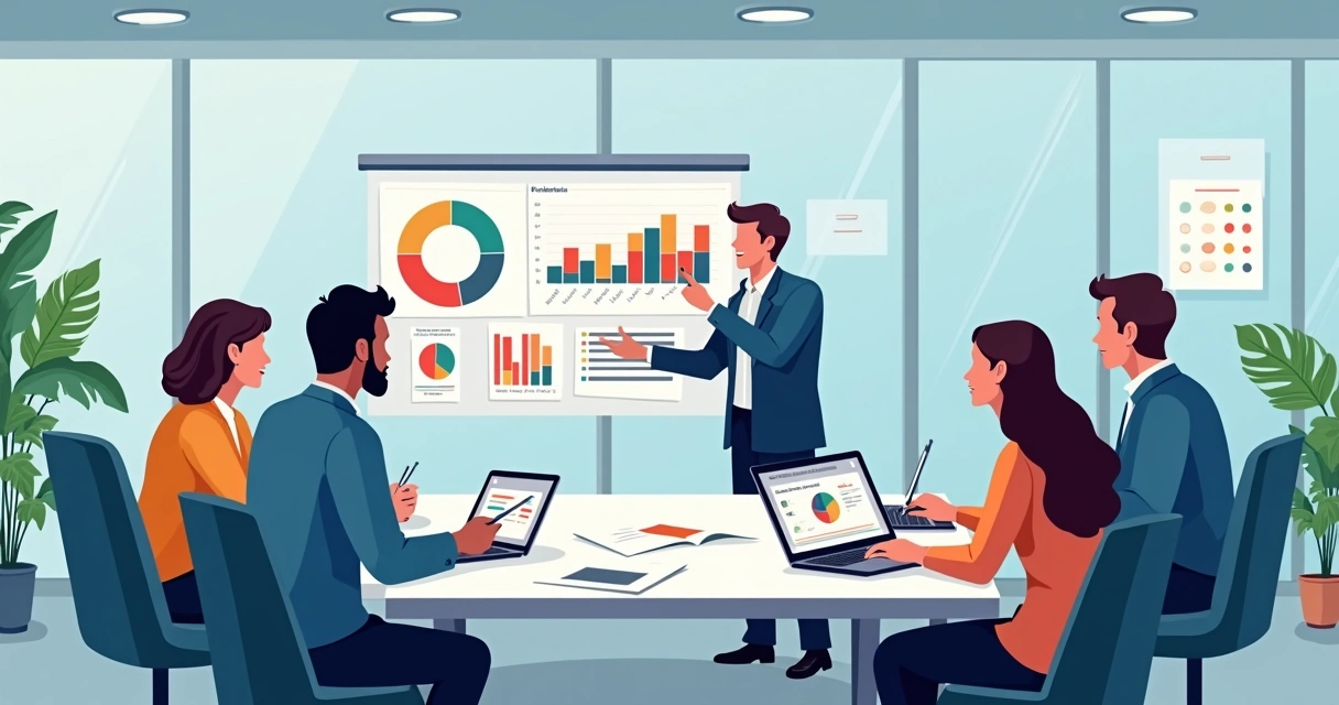 Equipe de RH analisando dados de riscos psicossociais em reunião 