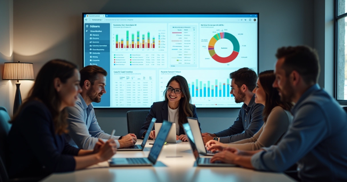 Equipe usando software de gestão política em campanha eleitoral 