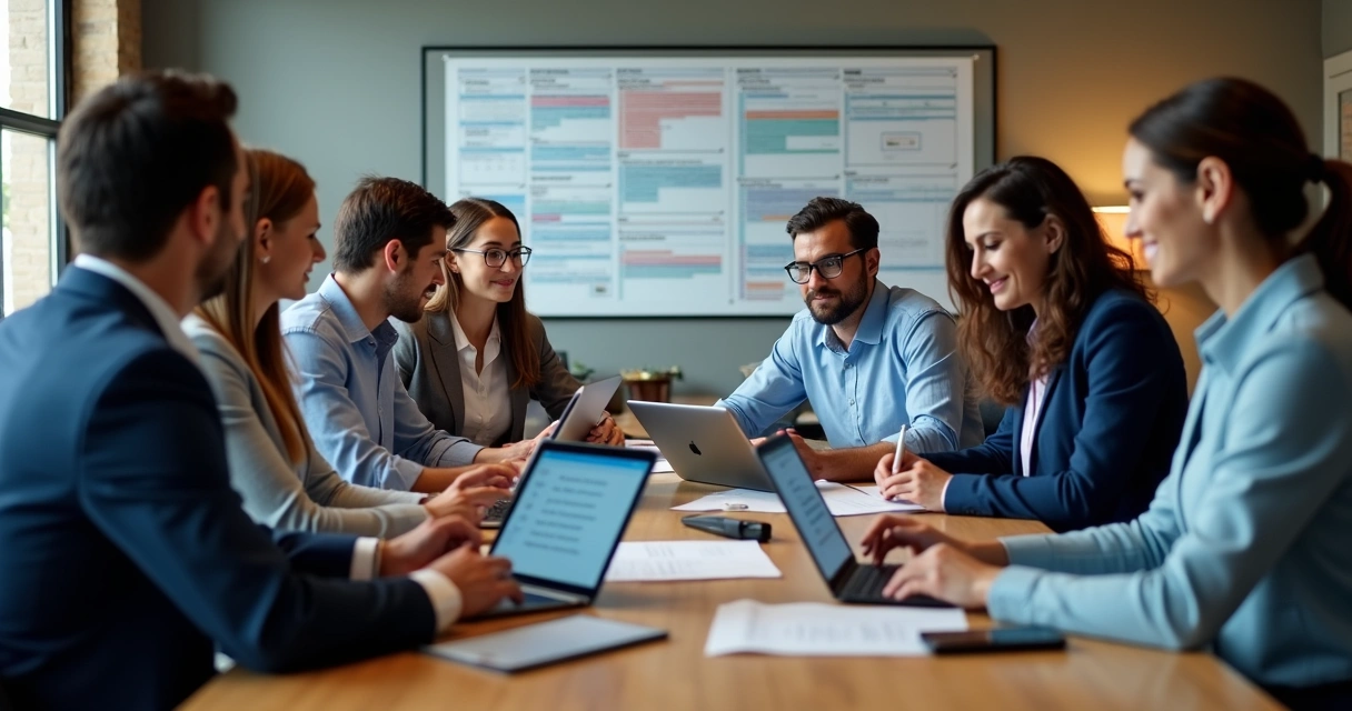 Equipe política usa tablet e notebook para organizar contatos eleitores