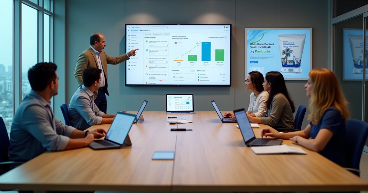 Equipe política usando software de gestão em campanha com painel de contatos e tarefas 