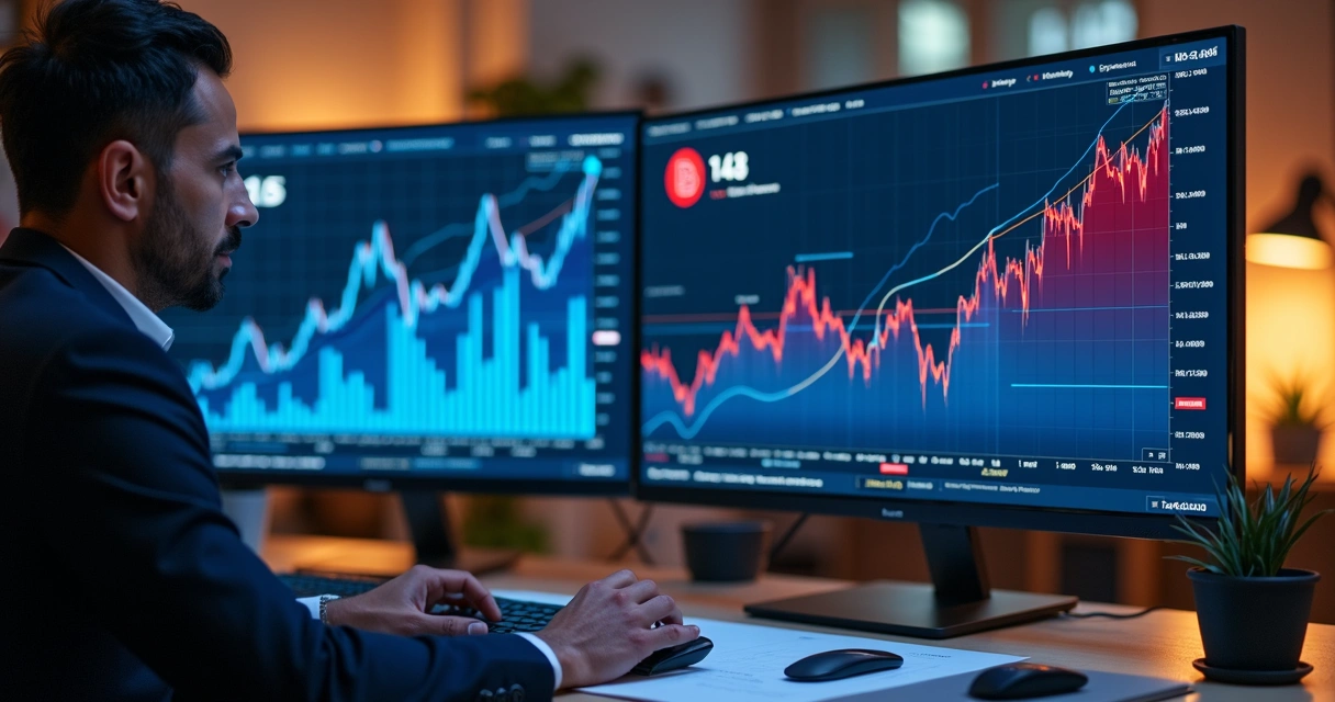 Tela dividida mostrando diferentes estratégias de portfólio de bitcoin para perfis conservador e agressivo 