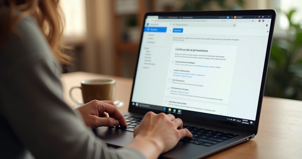 Painel de privacidade sendo configurado por usuário 