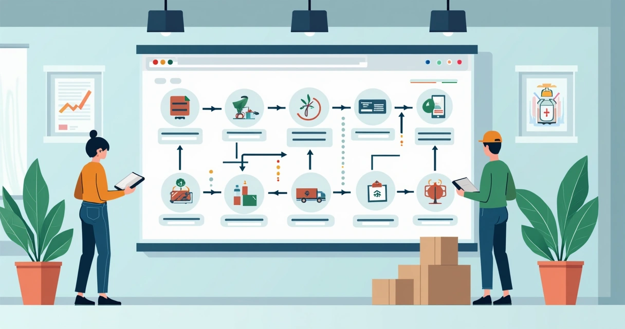 Gestão visual dos processos de dropshipping em tela grande 