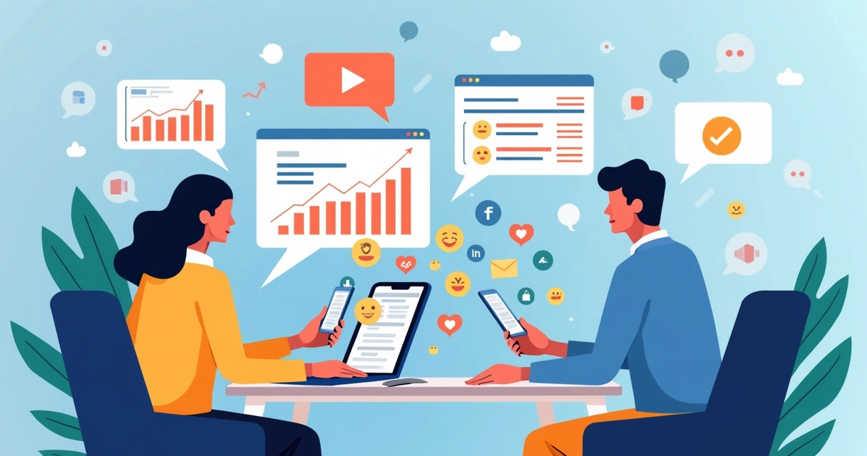 Equipe gerenciando redes sociais
