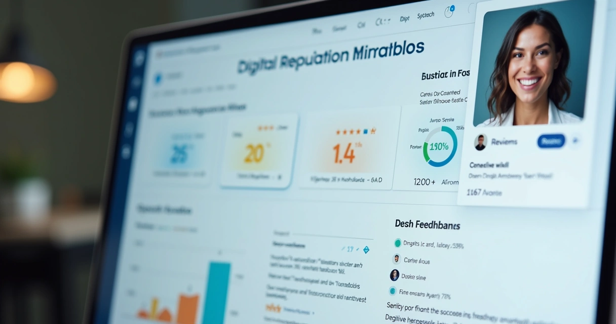 Monitoramento de reputação digital em tela de computador 