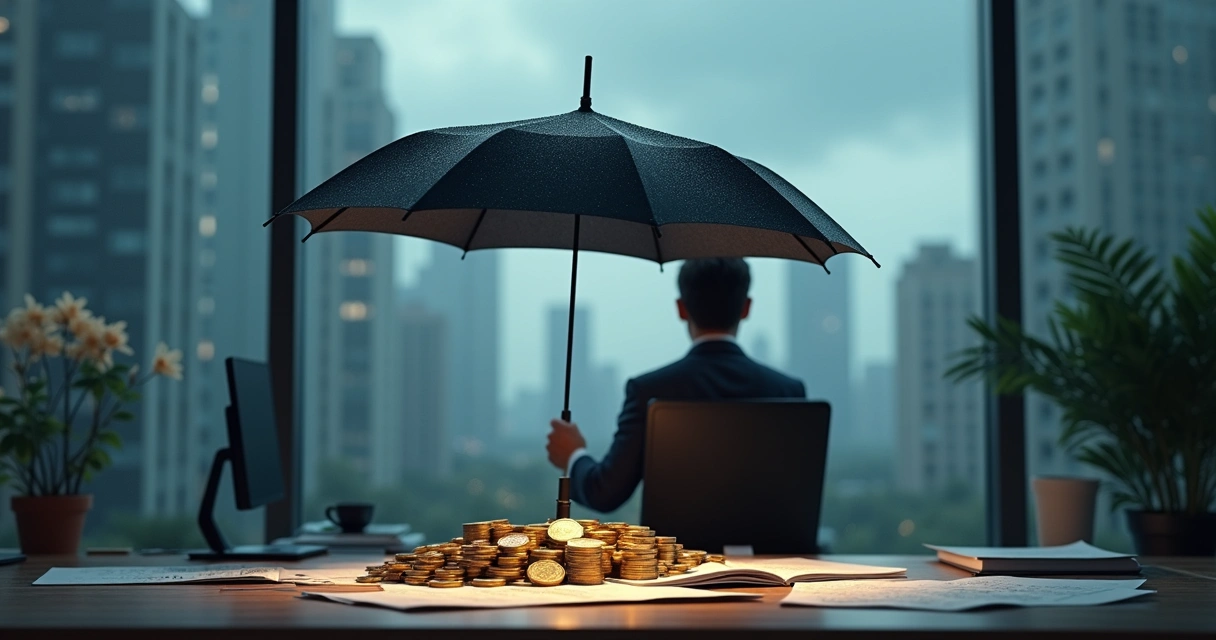 Pessoa demonstrando proteção contra riscos financeiros