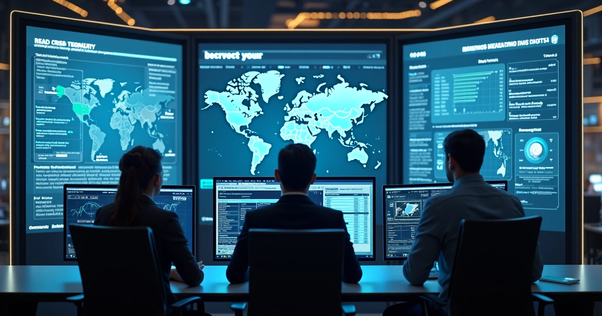 Equipe controlando ameaças à marca usando tecnologia avançada 