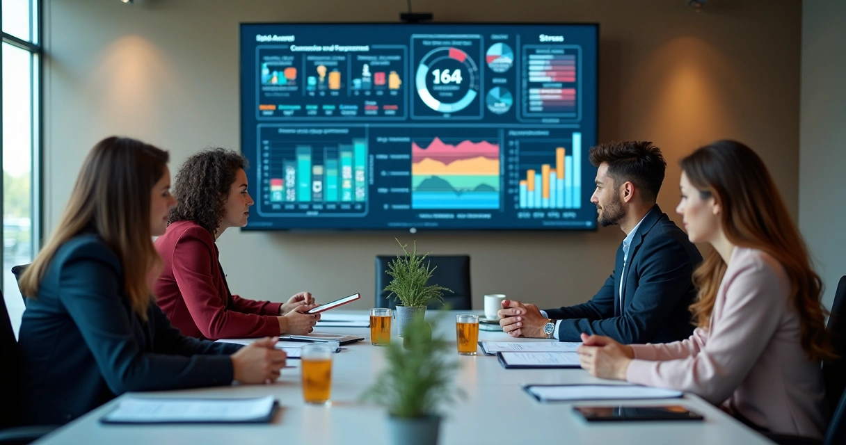 Equipe de RH analisando relatórios de riscos psicossociais 