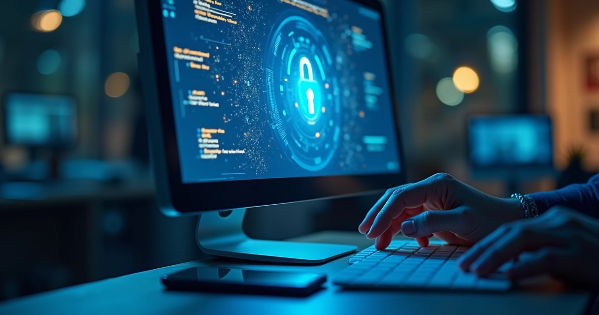 Tela com autenticação em dois fatores e cadeado digital 