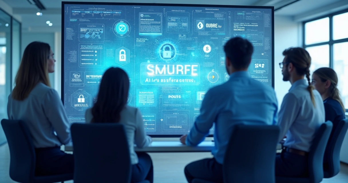 Time de TI gerenciando senhas em painel digital modern