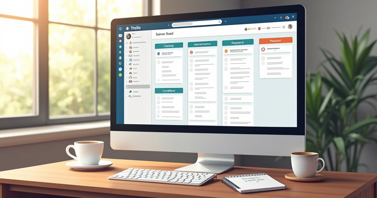 Quadro do Trello com listas de tarefas de uma pousada 