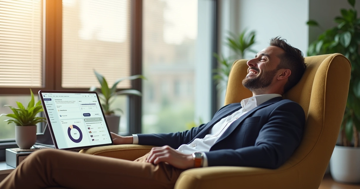 Corretor relaxando após resolver tarefas automatizadas 