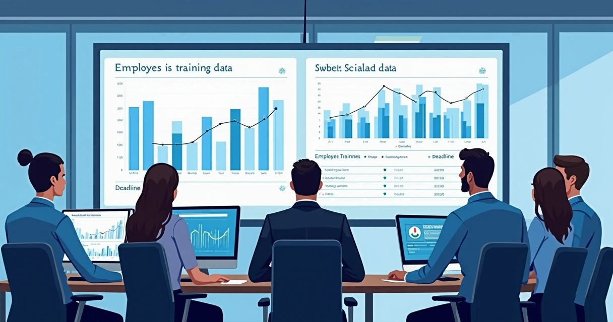 Dashboard com gráficos de progresso em treinamento corporativo 