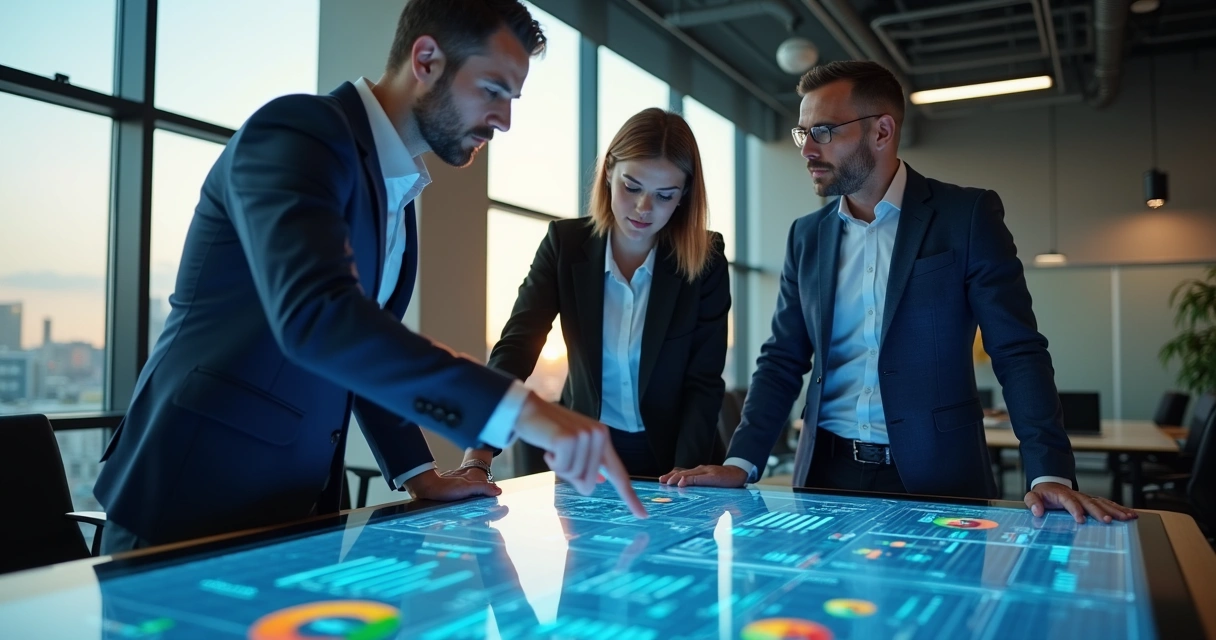 Equipe de consultores fiscais usando sistemas digitais de gestão tributária