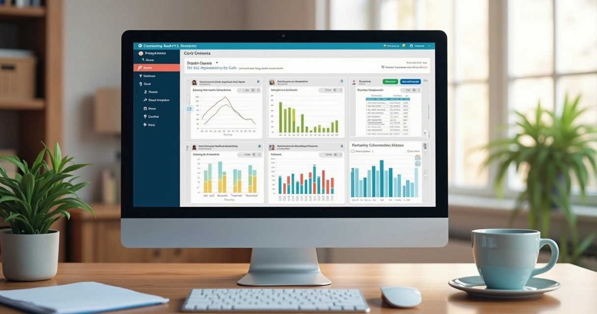 Painel digital de gestão de turmas com indicadores e calendário