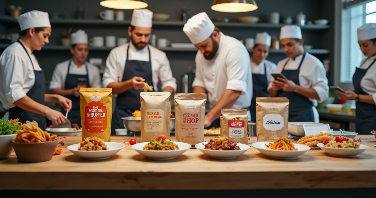 Equipe de cozinha operando vários pedidos de diferentes marcas em uma mesma cozinha 