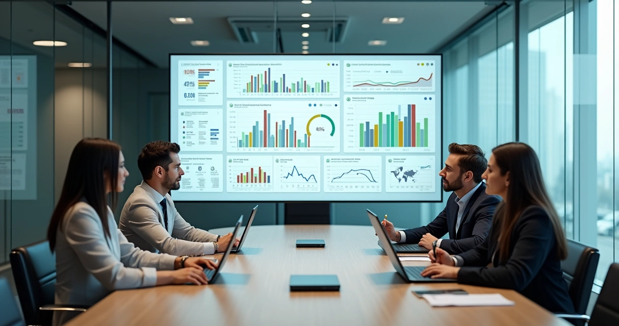 Equipes diferentes conectadas a painel central de gestão imobiliária 