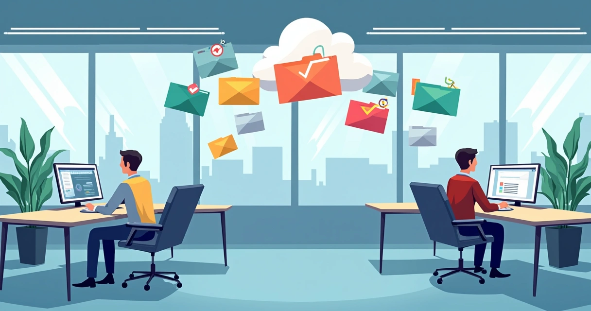 Automatización de documentos laborales en oficina moderna 