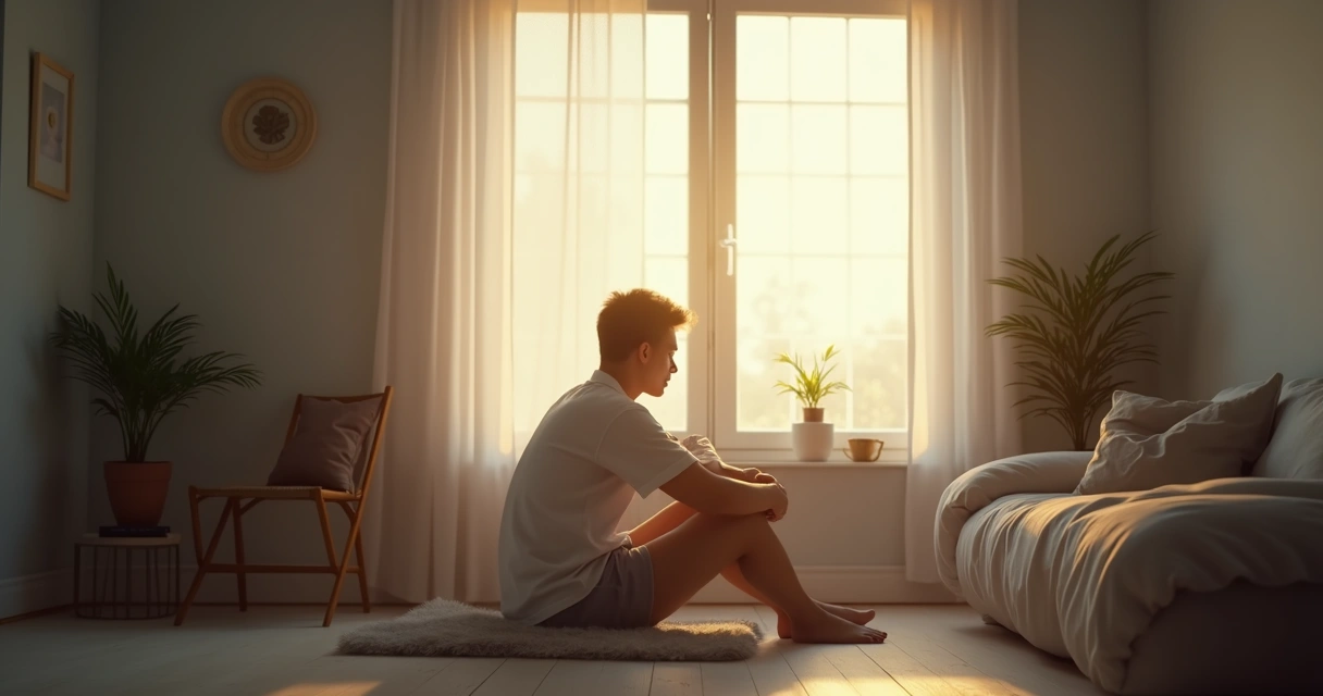 Persona reflexionando en soledad y gestionando emociones incómodas 